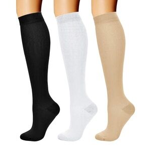 Black, White, and Tan Knee-High compression Socks